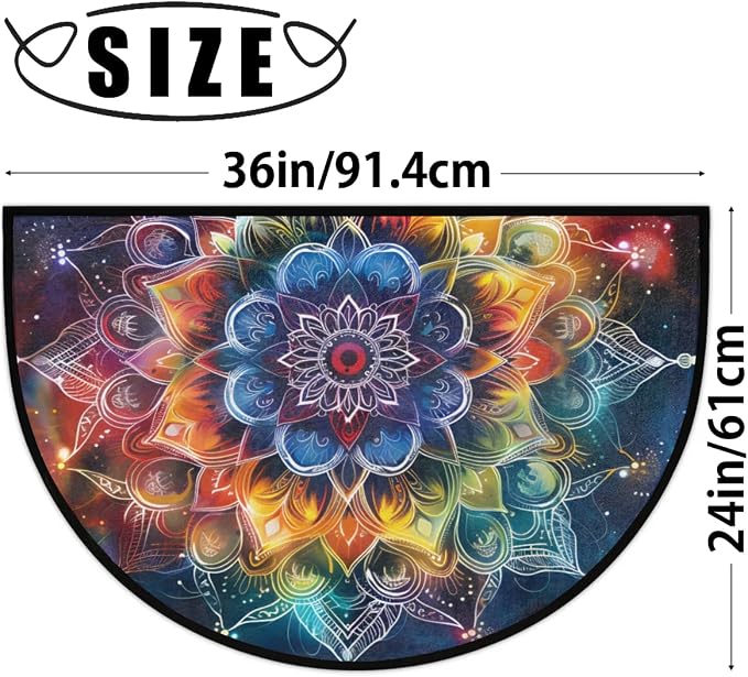 Mandala Galaxy Half Round Door Mat Semi Moon Rug Fireplace Carpet Area Rugs | Mandala Galaxy Non Slip Absorbent Half Circle Mat Carpet for Indoor Outdoor Patio Kitchen Bathroom Entryway Home Decor