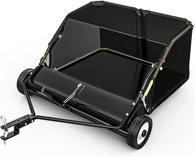 YITAMOTOR 42" Lawn Sweeper Tow Behind with 12 cu.ft Capacity Collector | 42" Tow Behind Lawn Sweeper with 25 cu.ft Large Hopper. Rotating brush drum, Pull Behind Lawn Sweeper for Tractors/ATVs.