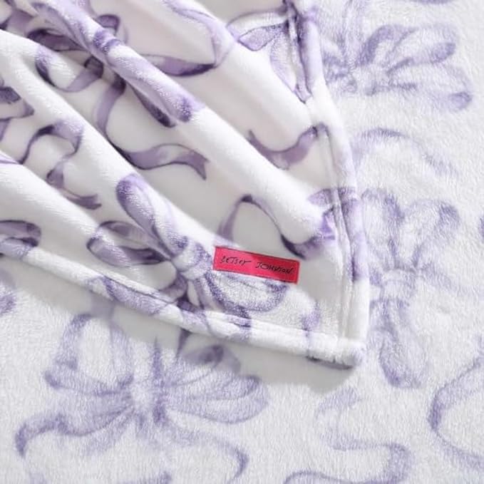 Betsey Johnson - Blanket, Buttery-Soft Throw Blanket for Couch or Bed, Boldly Plush & Oversized Bedding (Ballet Bows Purple, 50" x 70")
