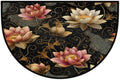 Ethnic Lotus Half Round Rug Half Moon Door Mat Half Circle Rugs | Flowers Art Washable Non-Slip Semi Circle Rug Welcome Half Round Door Mat Indoor Entrance Kitchen Bedroom Living Room Decor