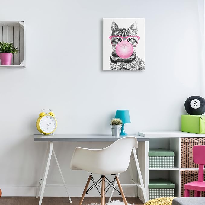 Stupell Industries Adorable Cat Bubble Gum, 16 x 20 Inch Canvas Wall Art | Stupell Industries · By Annalisa Latella · Ready to hang · Whimsical kids room or playroom accent · Made in USA