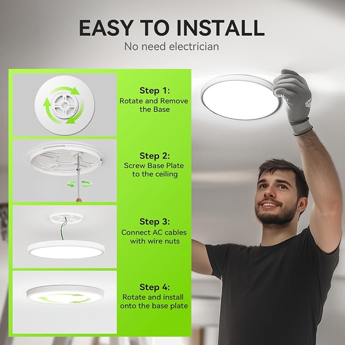 MODERN 4-Pack Super Thin 9inch 2800lm Flush Mount LED Ceiling Light White, 5000K Daylight, Ceiling Light Surface Mount for Bedroom, Living Room, Dining Room, Garage, Office