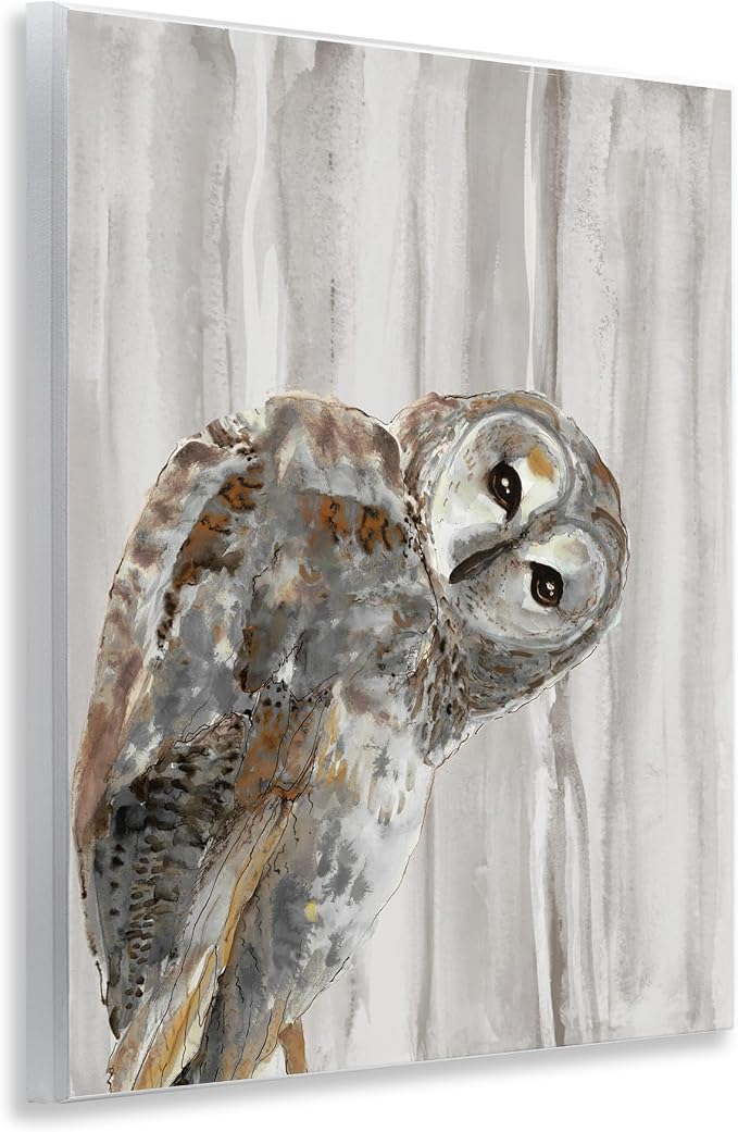 Peeking Owl Gaze Woodland, 11 x 14 Inch Mounted Print on Wall Plaque | Stupell Industries · By Patti Mann · Ready to hang · Printed in Johnston · Rhode Island · Made in USA