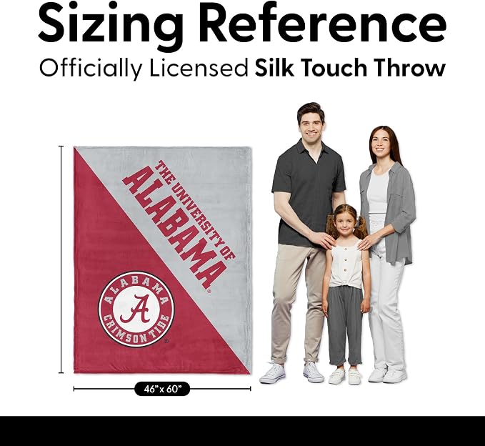 Northwest NCAA Silk Touch Throw Blanket, Ultra Soft Plush Polyester, Lightweight Warm Decorative Fan Gift, 46 x 60 in