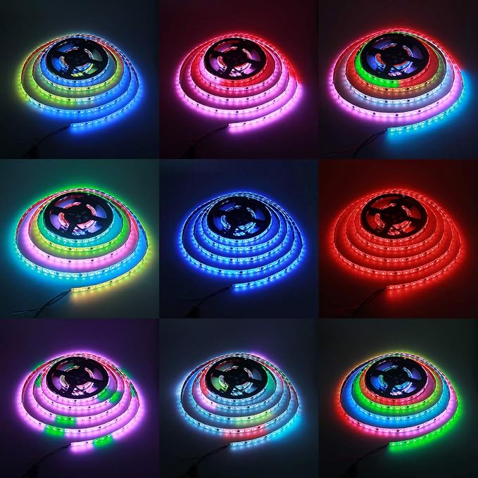 ALITOVE WS2811 12V RGB IC Addressable LED Strip Lights 16.4ft 300LEDs IP65 | with VHB Heavy Duty Self-Adhesive Back, Waterproof Programmable LED Light Strip, 12 Volt Flexible Cuttable Pixel Strip Light