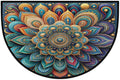 Mandala Half Round Door Mat Semi Moon Rug Fireplace Carpet Area Rugs | Gold Elegant Non Slip Absorbent Half Circle Mat Carpet for Indoor Outdoor Patio Kitchen Bathroom Entryway Home Decor