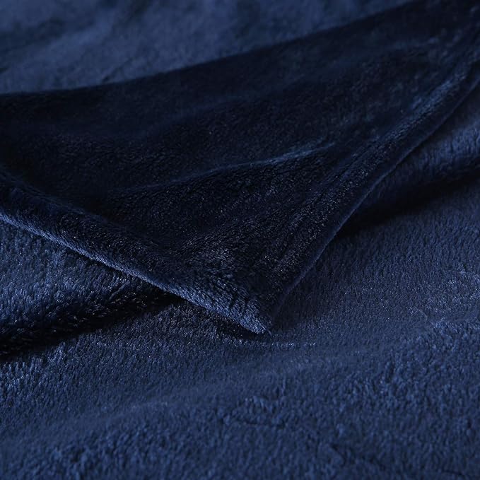 TASTHROW Large Flannel Fleece Throw Blanket, 50×70 Inch - Cozy Lightweight Thick Blanket - All Seasons Suitable for Women, Men and Kids (Navy)
