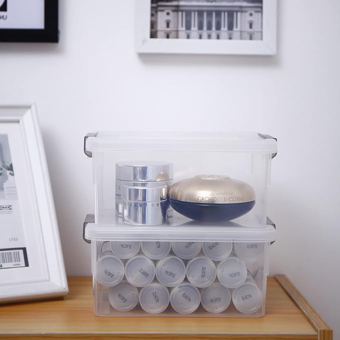 Citylife 6Packs 1.3Qt Small Storage Bins with Lids,Stackable Clear | Plastic Containers for Beads, Buttons, Sewing Supplies, Office Supplies and Small Toys
