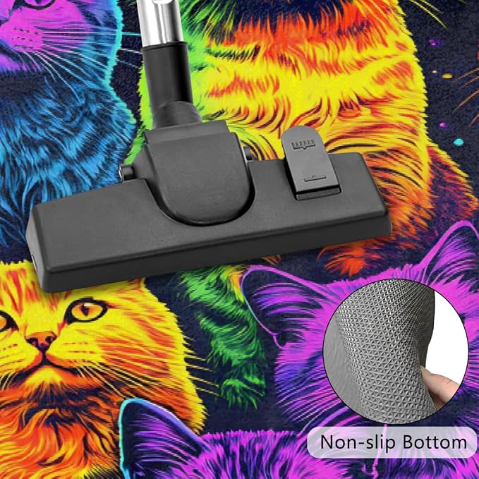 Rainbow Cat Half Round Door Mat Non-Slip Semi Circle Rug Half Moon Doormat | Cute Rainbow Cat Soft Washable Welcome Entrance Mat for Outdoor Indoor Floor Bedroom Bathroom Home Kitchen Festival Decor
