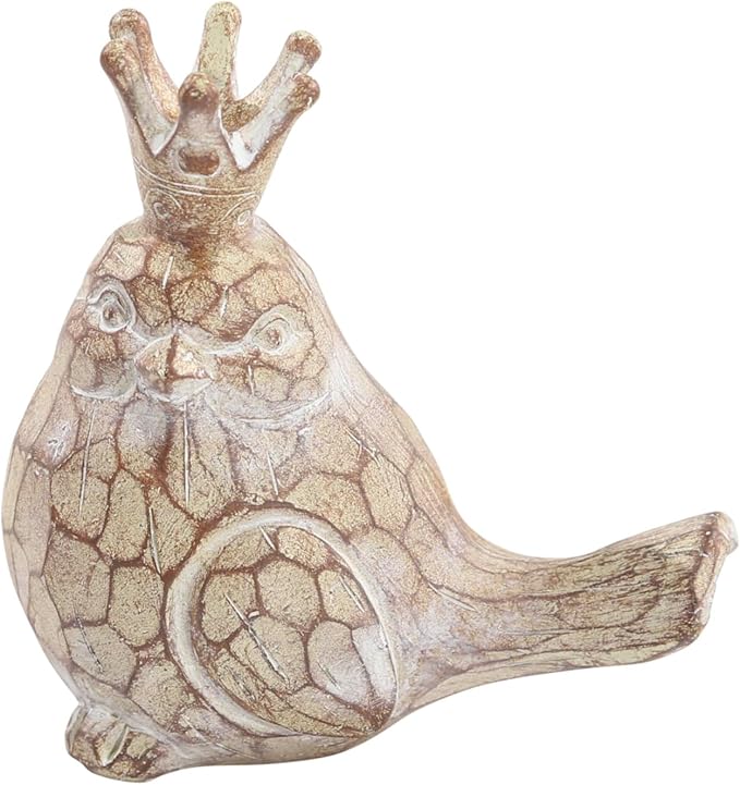 Sagebrook Home Set of 2 Royal Bird Figurines - Decorative Resin Sculptures with Crown - Elegant Home Accent for Living Room, Office & Bedroom - Polyresin Bird Statues - 6" Brown