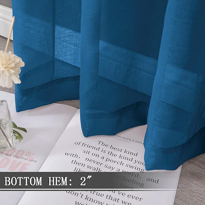 Tollpiz Sheer Curtain Linen Textured Living Room Curtains Sheer Light Filtering - Image 4