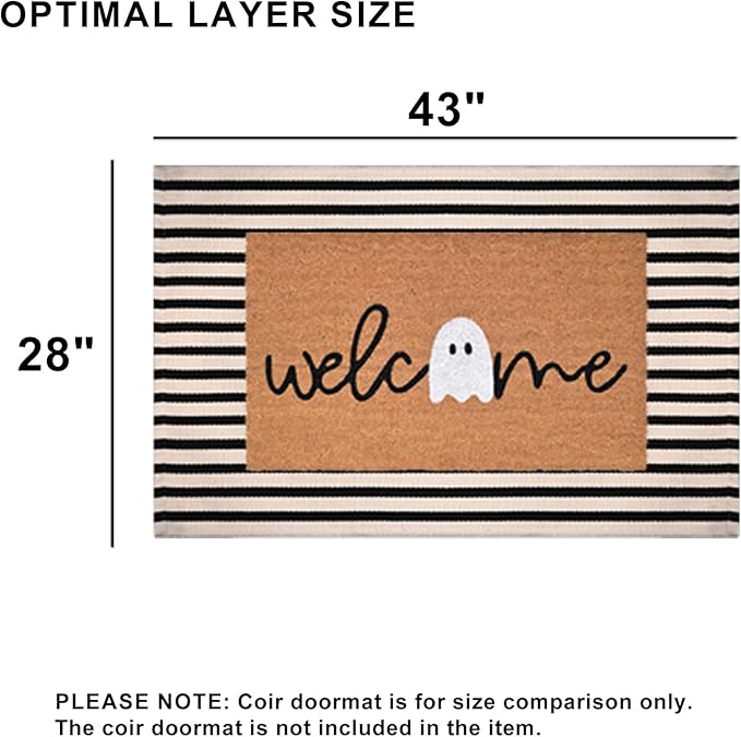 Black and White Striped Rugs, 28x43 Inches Outdoor Front Porch Doormat Cotton Hand-Woven Farmhouse Layered Door Mats for Front Porch, Patio, Entryway, Laundry Room