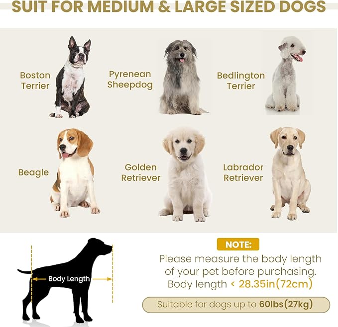 Elevated Dog Sofa with Backrest and Armrests, Button Tufted Dog Couch Bed with Soft Cushion for Medium Dogs, Stylish Lounging Bed Pet Couch Chair, 60Lbs Weight Capacity, Beige