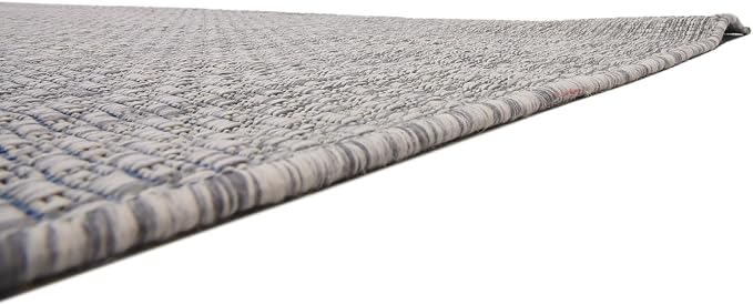 Unique Loom Collection Casual Transitional Solid Heathered Indoor/Outdoor Flatweave Area Rug (7' 1" x 10' Rectangle, Light Gray/Ivory)