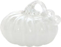 Boston International Handblown Art Glass Pumpkin Thanksgiving Halloween Decorations for Home, Large, Frosted White