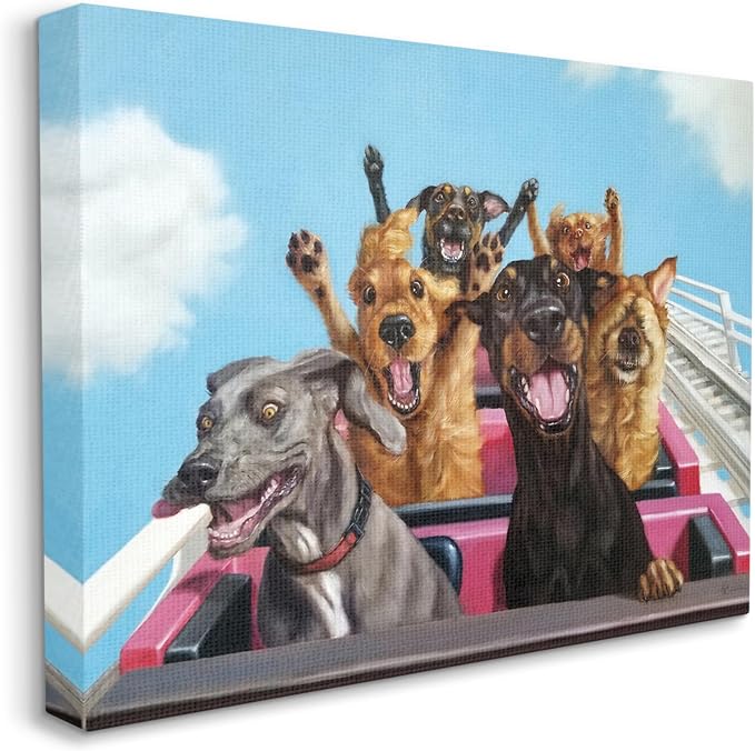Stupell Industries Dogs Riding Roller Coaster Funny Amusement Park 16x20, Gallery Wrapped Canvas | Stupell Industries · By Lucia Heffernan · Ready to hang · Novelty gift for pet lovers · Made in USA