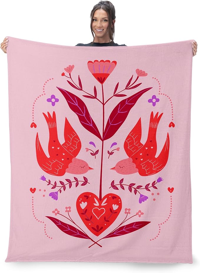 NORTHWEST Valentine's Day, Flying Birds, Silk Touch Throw Blanket 50 x 60 Inches