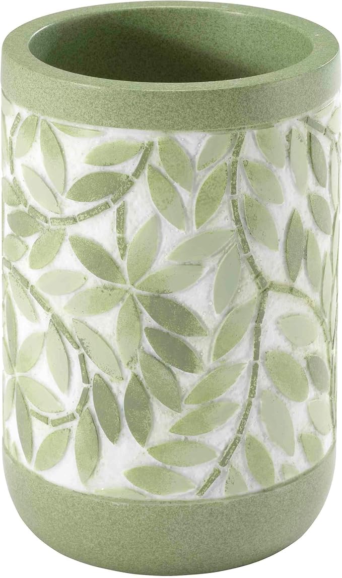 Avanti Linens - Tumbler, 100% Hand-Painted Resin Bathroom Accessories, Botanical Home Decor (Stratford)