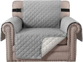 H.VERSAILTEX Reversible Chair Couch Covers for 1 Cushion Couch Sofa Water Resistant Chair Slipcover Quilted Chair Cover Super Anti-Slip Furniture Protectors for Dogs(Armchair, Light Grey/Beige)