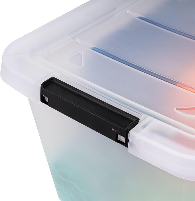 IRIS USA 6-Pack 13 Quart Clip Box with Latching Lid | Latching lid secures office and household supplies. Stackable, nestable design maximizes storage space