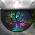 Tree of Life Half Round Door Mat Non Slip Half Circle Rugs | Galaxy Washable Half Moon Rug Semi Circle Rugs Indoor Entrance Floor Carpet for Kithen Bedroom Fireplace Decor