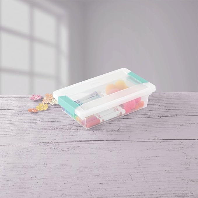 Sterilite Clip Box, Stackable Clear Plastic Bins- Small, 18-Pack | Storage Containers with Latching Lids for Writing, Arts or Crafts Supplies - Home, Office, Classroom & Workshop Organization