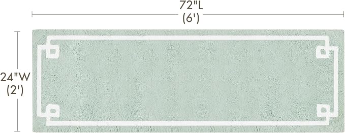 Madison Park Evan 100% Cotton Bath Runner Plush Absorbent, 24 x 72, Seafoam | Non-slip Backing, OEKO TEX, Luxurious Tufted Plush Bath Rug for Bathroom, Quick Dry, Spa Design Decorative for Shower Room
