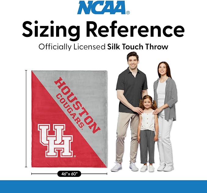Northwest NCAA Silk Touch Throw Blanket, Ultra Soft Plush Polyester, Lightweight Warm Decorative Fan Gift, 46 x 60 in