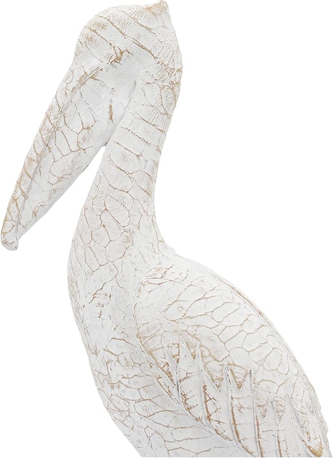 Modern Ceramic Standing Pelican Sculpture - Home Accent for Bathroom, Office, Room and Living Room - Ideal for Shelf and Coffee Table Decor Display - Figurine and Ornaments Accent - 14", White