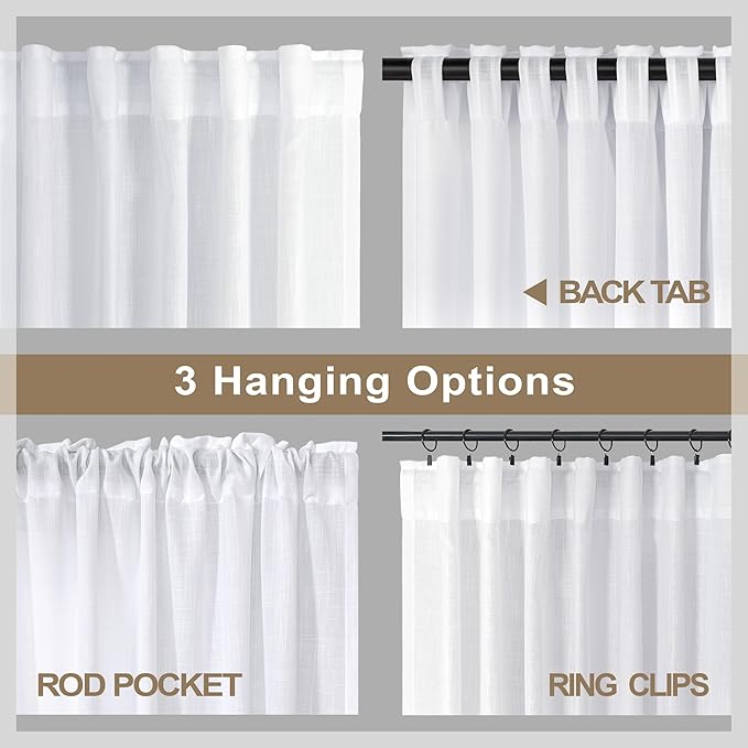 Pitalk 60 Inch Wide Curtains for Living Room 2 Panels Back Tab Pocket Drape - Image 5