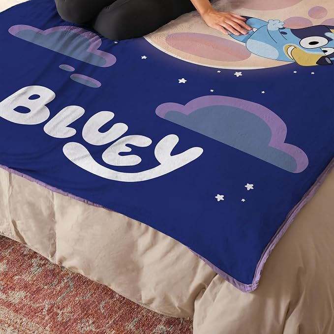 NORTHWEST Bluey Micro Raschel Throw Blanket, 46" x 60", Over The Moon