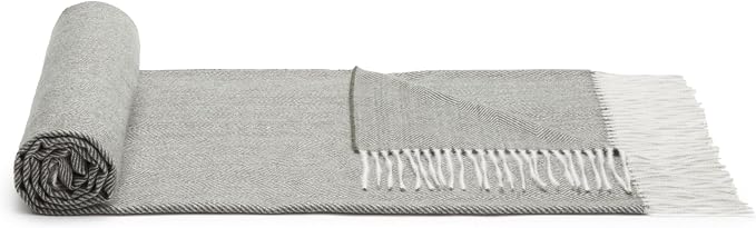 Amazon Basics Cozy Room Décor Throw Blanket, Lightweight, Recycled Polyester, Machine Washable, 50"x 60", Dark Gray and Light Gray Herringbone