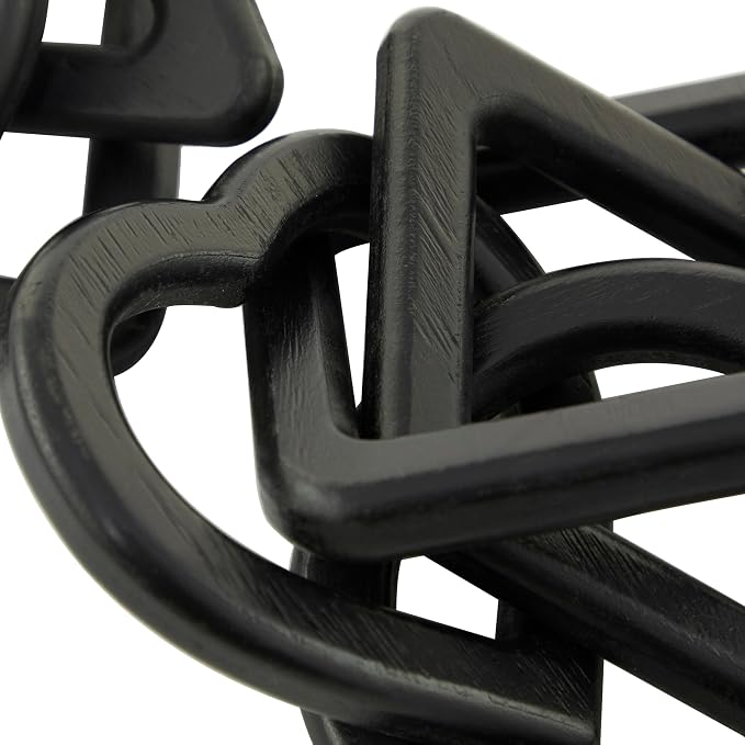 CosmoLiving by Cosmopolitan Wood Chain Decorative Sculpture Home Decor Statues, Set of 2 Accent Figurines 16", 15" W, Black