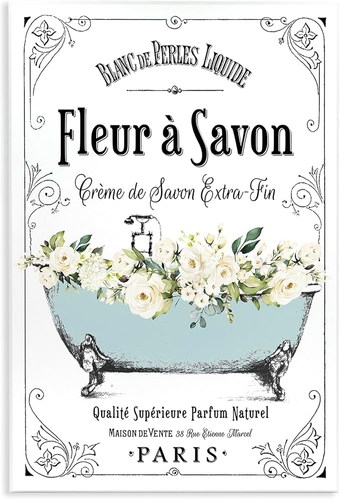 'Vintage Parisian Bathroom Advertisement'| Wall Plaque Art | Stupell Industries | 13 x 19 Inches, Easy to Hang and Sturdy, Made in USA, by Lettered and Lined