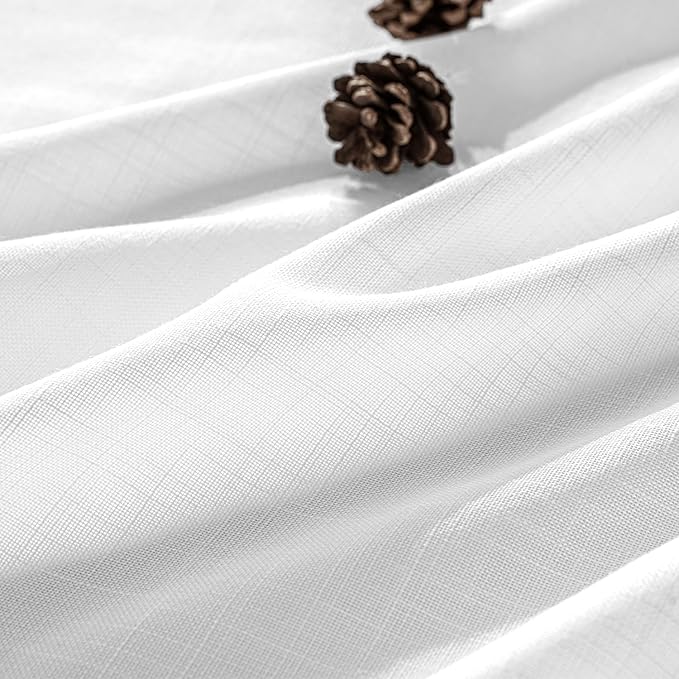 MIULEE White Linen Curtains 92 Inch Long 2 Panels for Bedroom Living Room, Soft Thick Linen Textured Back Tab Window Drapes Semi Sheer Light Filtering Rod Pocket Modern Farmhouse Decor
