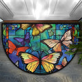 Half Round Door Mat Butterflies Portuguese Intdoor Entrance 36x24 Inch, Non-Slip Welcome Mat for Outdoor Semi Circle Bathroom Floor Rugs,House Entry Way Heavy Duty Doormat for Kitchen Living Room