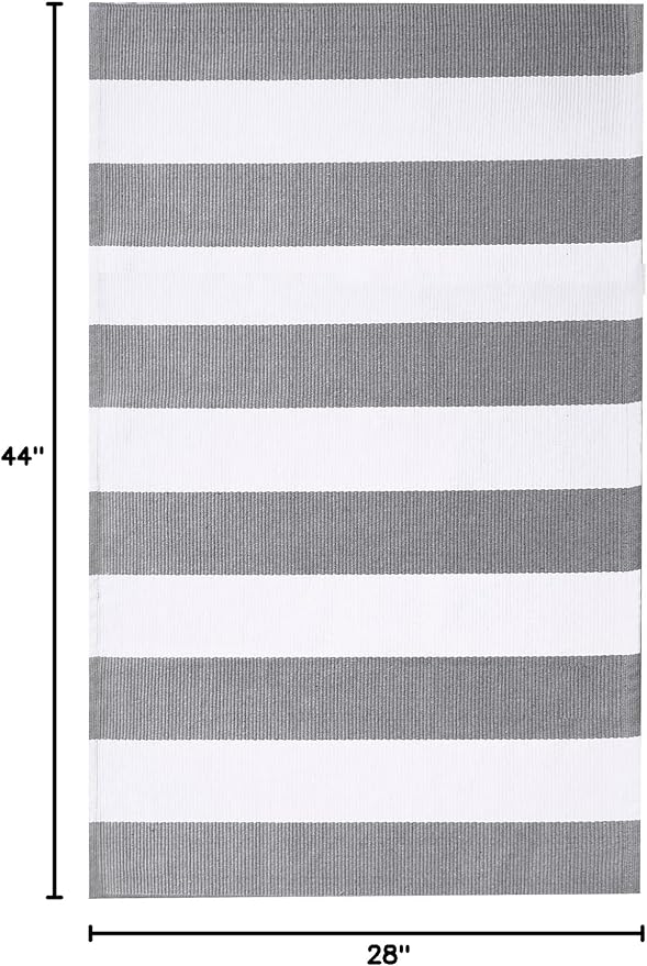 IOHOUZE Grey White Striped Rug -27.5" X 43" Front Door Mats Outdoor,Washable Rug for Front Porch Decor,Spring Summer Welcome Mats Outdoor Indoor, Doormat for Farmhouse/Entryway/Home Entrance