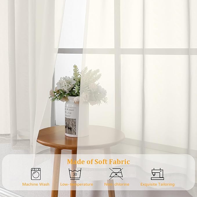 Gwine Ivory Valances for Windows, Small Light Filtering Rod Pocket Cafe Valance - Image 7