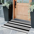 OJIA Front Door Mat 24"x35" Black and White Outdoor Rugs Front Door Rug | Washable Entryway Rug Cotton Woven Indoor Outdoor Doormat Small Area Rugs Layered Doormat for Porch/Outside Entrance Decor