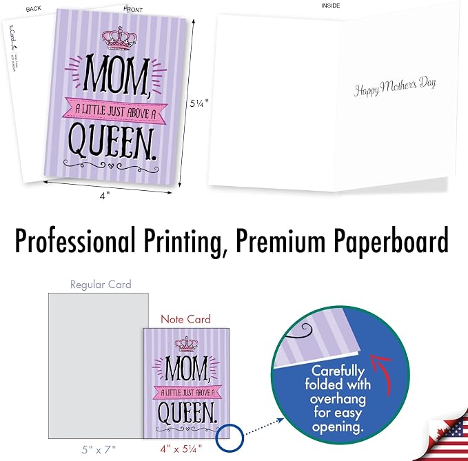 The Best Card Company 36 Assorted Mother's Day Notecards Bulk Box Set 4 x 5.12 Inch w/Envelopes (12 Designs, 3 Each) Greeting Card Pack for Daughter, Girlfriends - Mom Notes AM3138MDG-B3x12