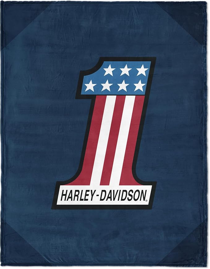Harley-Davidson Halftone American Silk Touch Throw Blanket, 46 x 60 in | 100% Polyester, Velvety Feel, Lightweight Warmth, Couch Bed Chair Lounging, Giftable Indoor Comfort