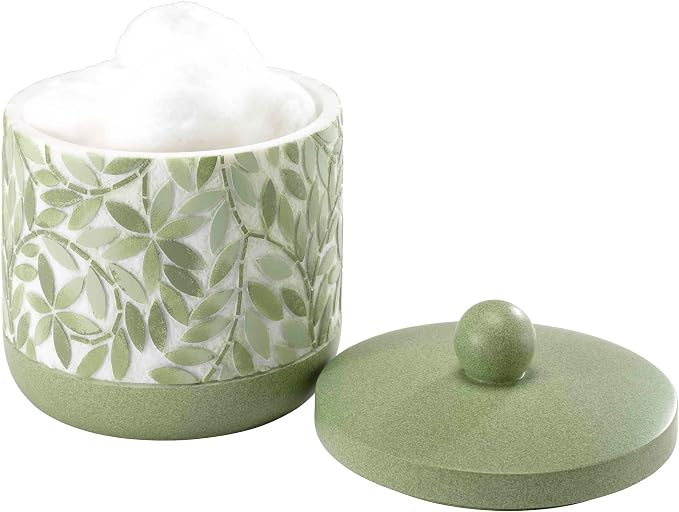 Avanti Linens - Bath Set, 3pc Countertop Accessories, Resin Lotion Pump, Covered Jar & Vanity Tray (Stratford Collection, Green)