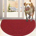Red Door Mat 18"X30",Non Slip Machine Washable Entryway Rug for Front/Back Door,Half Circle Absorbent Low Profile Entrance Floor Mat for 4th of July Patriotic Muddy Wet Shoes and Paws
