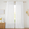 RYB HOME White Sheer Curtains for Bedroom, Semi Sheer Privacy Curtains & Drapes by RYBHOME