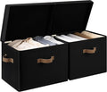 StorageWorks Fabric Storage Bins with Lids, Large Closet Storage Bins | Flip-Top Lid, 3 Handles, Collapsible, Stackable, for Clothes Blankets, Multi-Purpose, Jumbo, Black, 2-Pack