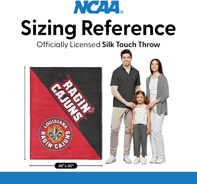 Northwest NCAA Silk Touch Throw Blanket, Ultra Soft Plush Polyester, Lightweight Warm Decorative Fan Gift, 46 x 60 in