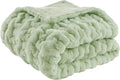 Madison Park Ruched Fur Throw Faux Fur Blanket, 50" x 60", Sage Green | Luxury, Premium, Soft Cozy Brushed Long Pile, All Season Plush Modern OEKO- TEX Certification Warm For Bed, Couch or Sofa