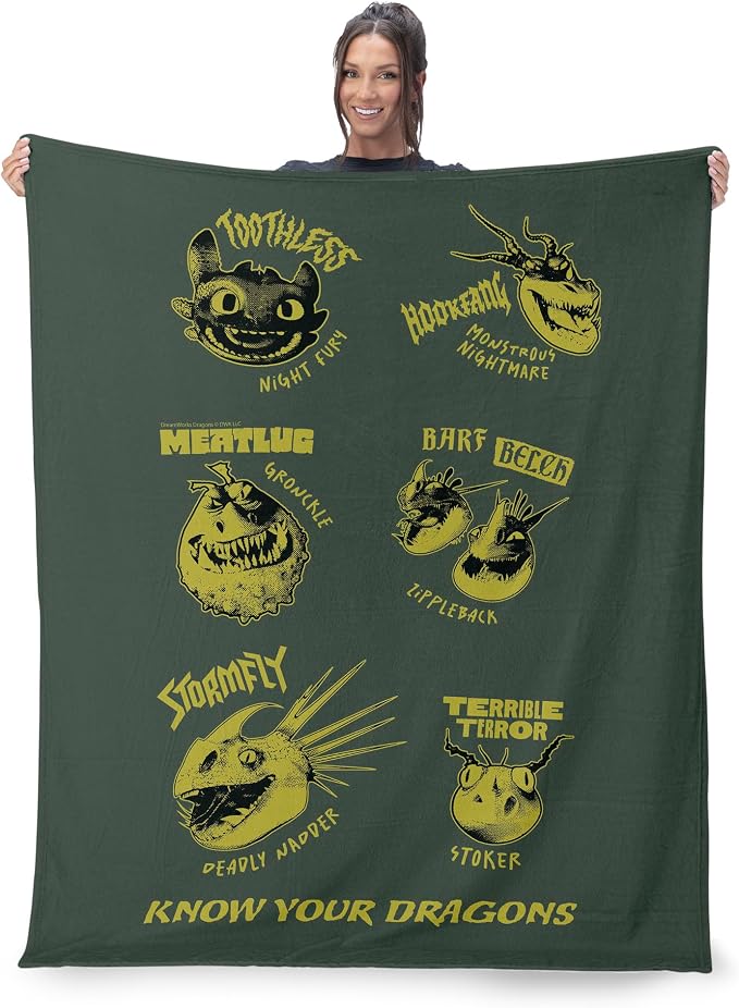 Northwest How to Train Your Dragon Know Your Dragons Silk Touch Throw Blanket 40x50 inches