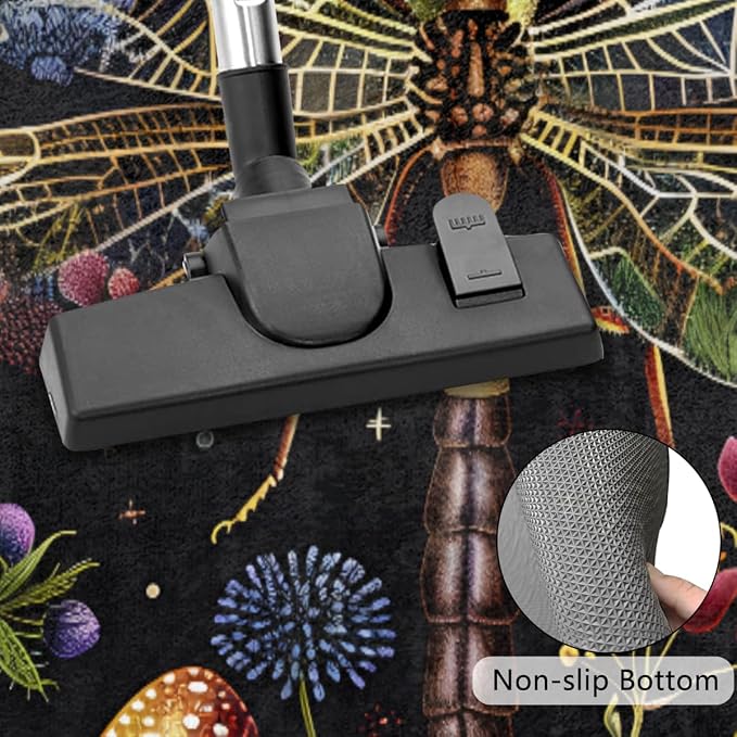 Dragonfly Half Round Door Mat Outdoor Doormat Bedroom Entrance Rug A10 | Dragonfly Mushroom Flower Semi Moon Door Mat Non-Slip Absorbent Kitchen Rug Indoor Welcome Bath Mat 36" X 24"