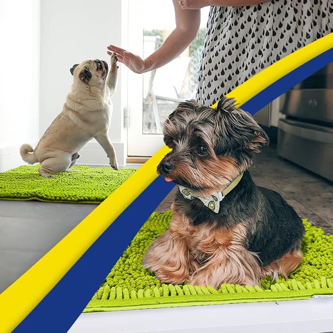 Muddy Mat® | Super Water Absorbent Door Mat Indoor, Microfiber Quick Dry Chenille Entryway Rug,Slip Resistant Front Door Mat,Indoor Mats for Entryway,Machine Washable Pet Rug, Spring Green 36" x 120"